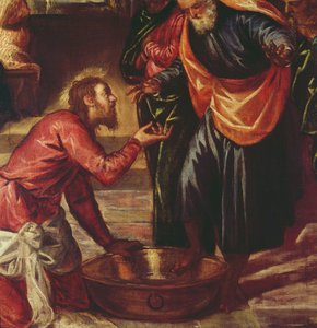 Cristo lava i piedi ai discepoli (dettaglio) da Jacopo Robusti Tintoretto